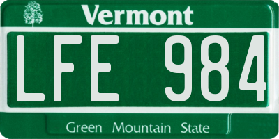 VT license plate LFE984