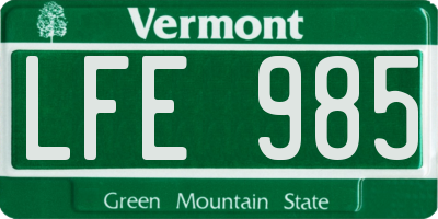 VT license plate LFE985