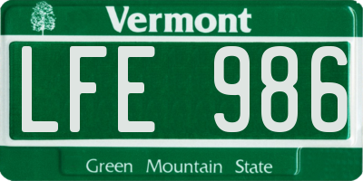 VT license plate LFE986