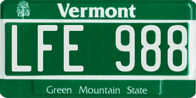 VT license plate LFE988