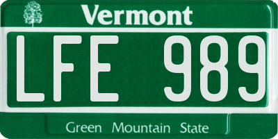 VT license plate LFE989
