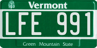 VT license plate LFE991