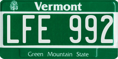 VT license plate LFE992