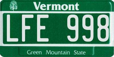 VT license plate LFE998