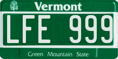 VT license plate LFE999