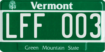 VT license plate LFF003