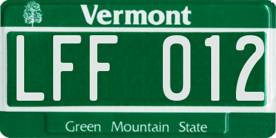 VT license plate LFF012