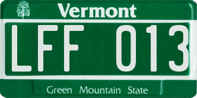 VT license plate LFF013