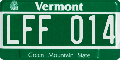 VT license plate LFF014