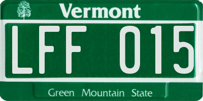 VT license plate LFF015