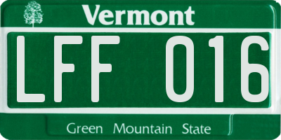 VT license plate LFF016
