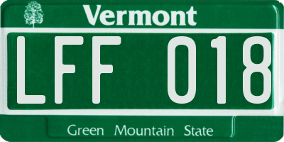 VT license plate LFF018