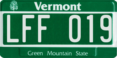 VT license plate LFF019