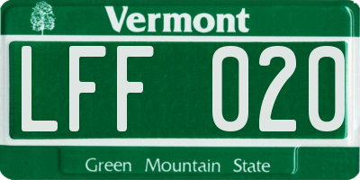 VT license plate LFF020