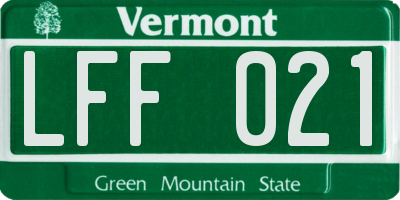 VT license plate LFF021