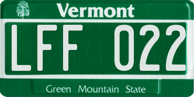 VT license plate LFF022