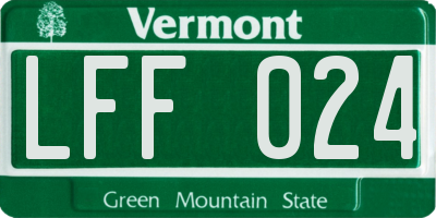 VT license plate LFF024