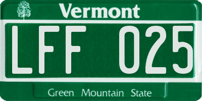 VT license plate LFF025