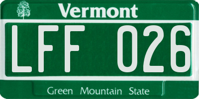 VT license plate LFF026