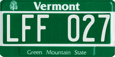 VT license plate LFF027