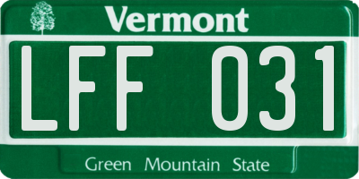 VT license plate LFF031