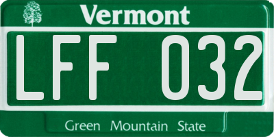 VT license plate LFF032