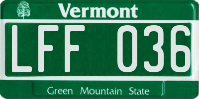 VT license plate LFF036