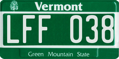 VT license plate LFF038