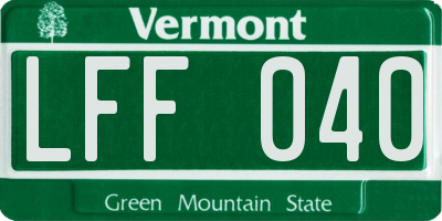VT license plate LFF040