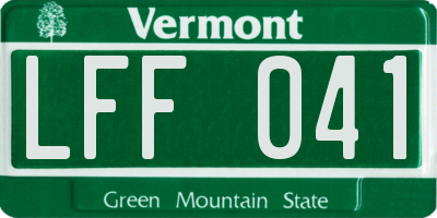 VT license plate LFF041