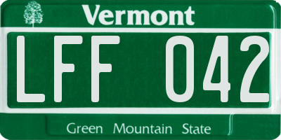 VT license plate LFF042