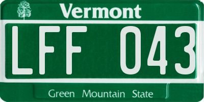 VT license plate LFF043