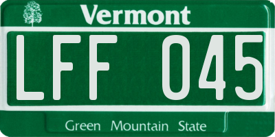 VT license plate LFF045