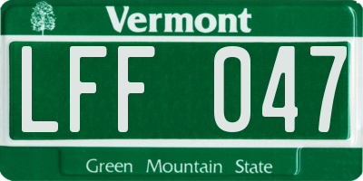 VT license plate LFF047