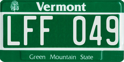 VT license plate LFF049