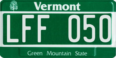 VT license plate LFF050