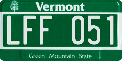 VT license plate LFF051