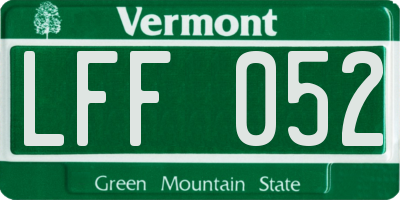 VT license plate LFF052