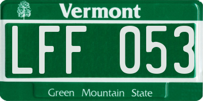 VT license plate LFF053