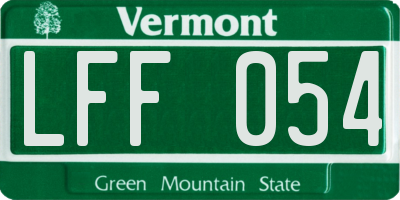 VT license plate LFF054