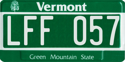 VT license plate LFF057