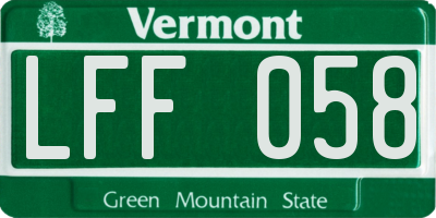VT license plate LFF058