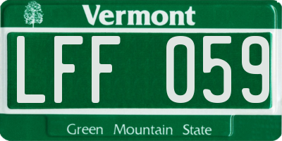 VT license plate LFF059