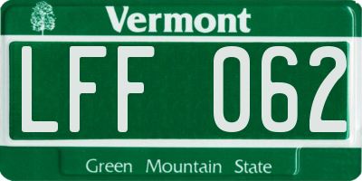 VT license plate LFF062