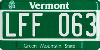 VT license plate LFF063