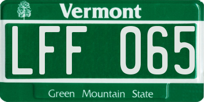 VT license plate LFF065