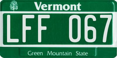 VT license plate LFF067