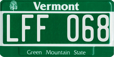 VT license plate LFF068