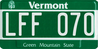 VT license plate LFF070
