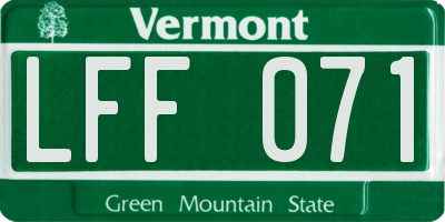 VT license plate LFF071